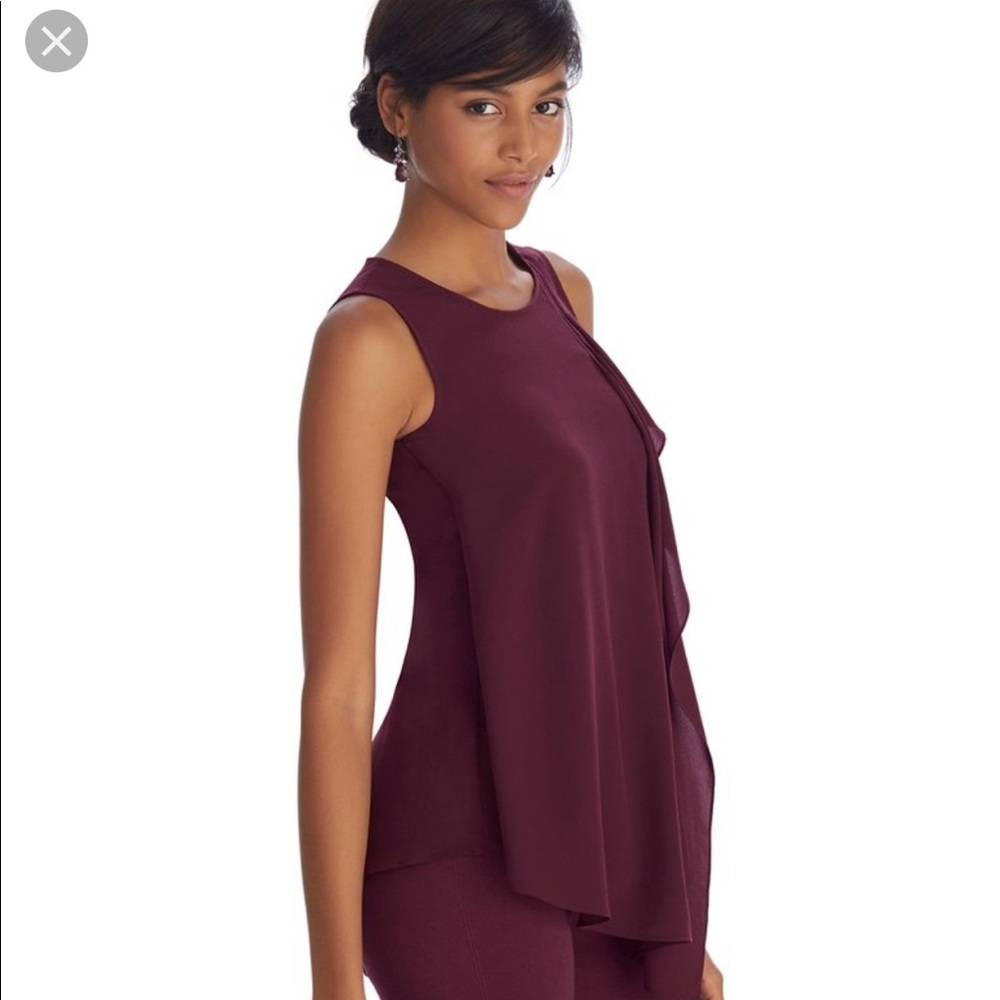 WHBM sleeveless ruffle cascading blouse XXS purple